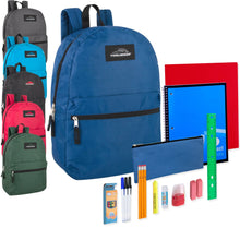 Load image into Gallery viewer, 17&quot; Classic Backpack School Supply Kit (20pcs)  - 6 Colors
