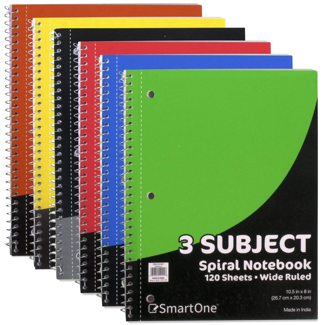 3 Subject Notebook - Wide Ruled - 120 Sheets