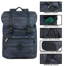 Load image into Gallery viewer, Stripe Print Double Buckle Backpack - 17in
