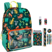 Load image into Gallery viewer, 17&quot; Jungle Backpack School Supply Kit (9pcs)
