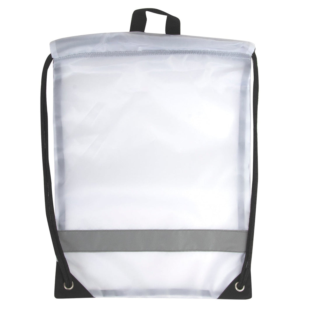 Wholesale 18 Inch Safety Drawstring Bag With Reflective Strap-  White