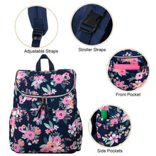 Load image into Gallery viewer, Wholesale Baby Essentials Wide Opening Diaper Backpack -  Navy Floral
