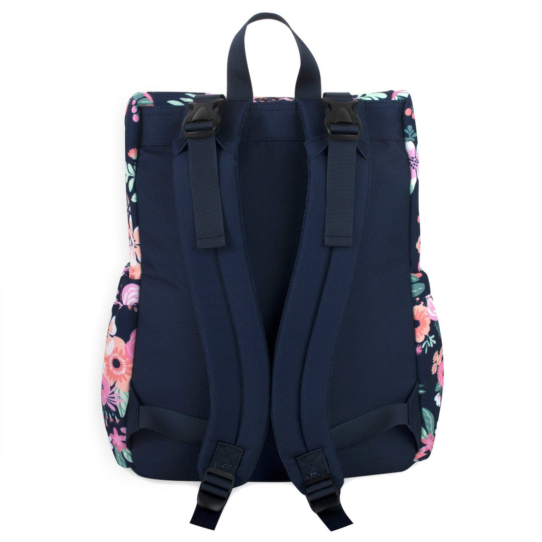 Wholesale Baby Essentials Wide Opening Diaper Backpack -  Navy Floral