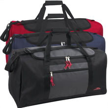 Load image into Gallery viewer, Wholesale 24 Inch Double Zip Pocket Duffle Bag - 3 Assorted Colors
