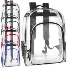 Load image into Gallery viewer, Wholesale Deluxe 17 Inch Clear Backpack With Side Pockets
