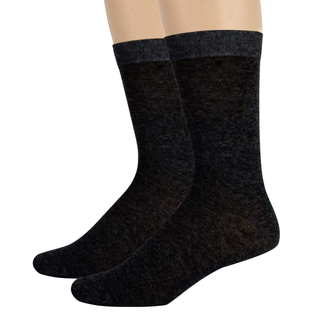 Wholesale Women's Solid Crew Socks-  Black