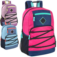 Load image into Gallery viewer, Wholesale Double Zippered Bungee Backpacks With Laptop Section - Girls
