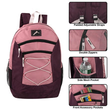 Load image into Gallery viewer, Wholesale High Trails 18 Inch Multi Pocket Bungee Backpack - 4 Girls Colors
