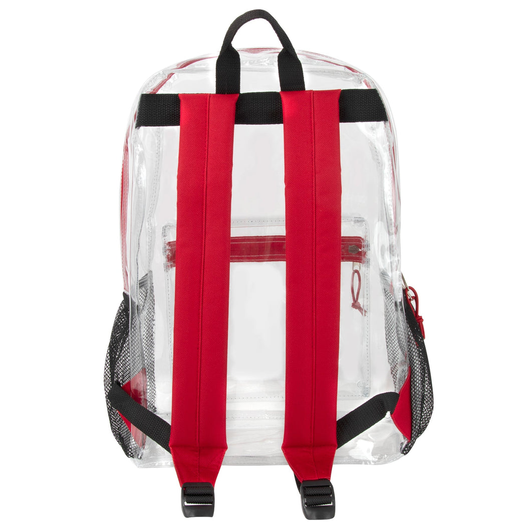 Classic 17 Inch Clear Backpack - Red