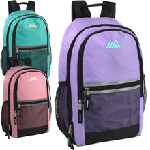 Load image into Gallery viewer, Wholesale 18 Inch Multi Pocket Reflective Backpack -  Girls 3 Colors
