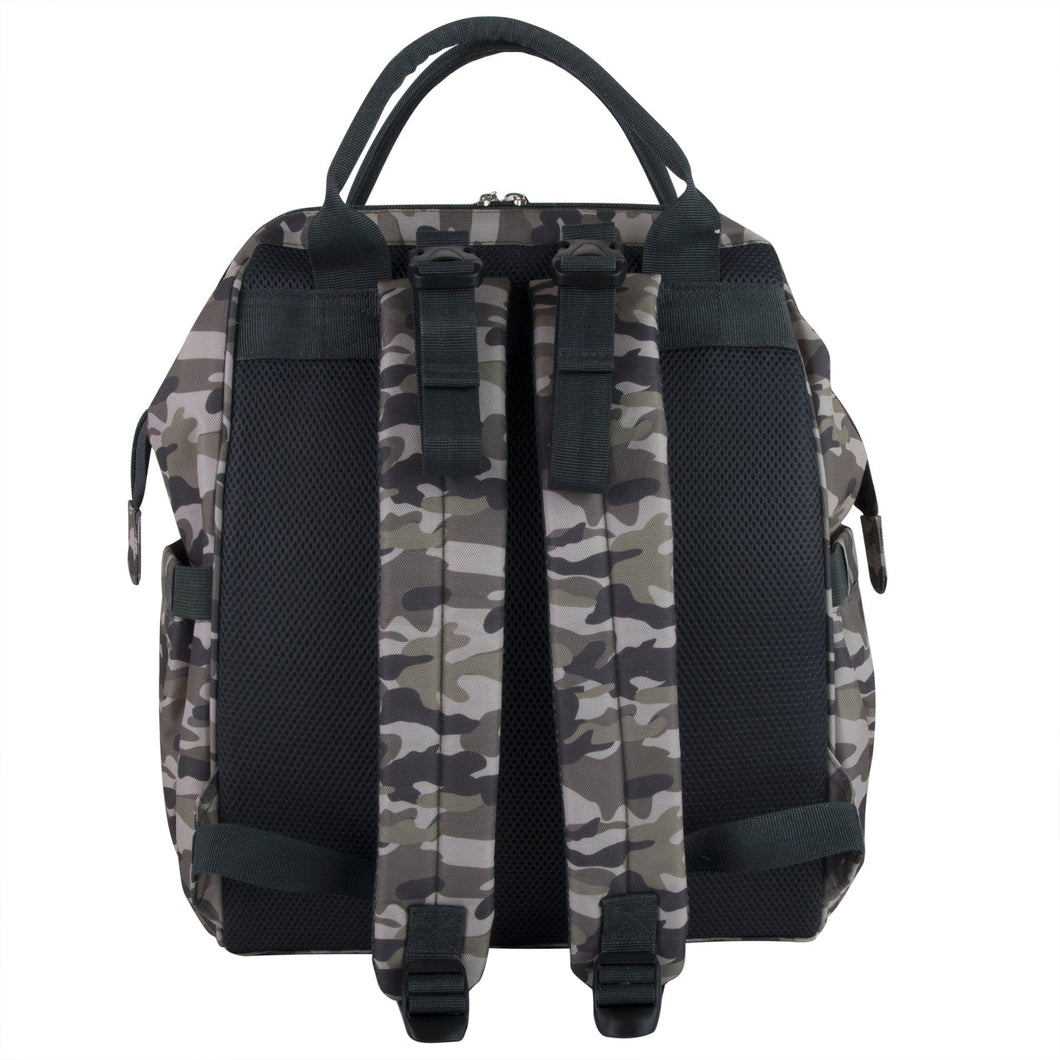 Wholesale Baby Essentials Tote Convertible Wide Opening Backpack - Camo