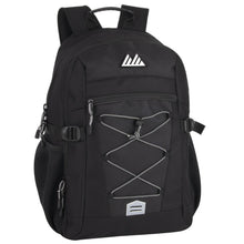 Load image into Gallery viewer, 19 Inch Bungee Jacquard Cord Backpack With Padded Laptop Section - Black
