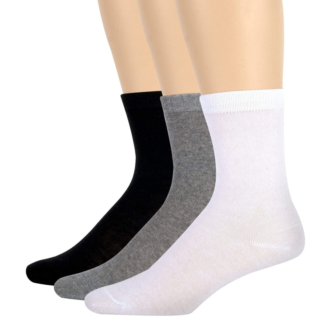 Wholesale Women's Solid Crew Socks - 3 Colors