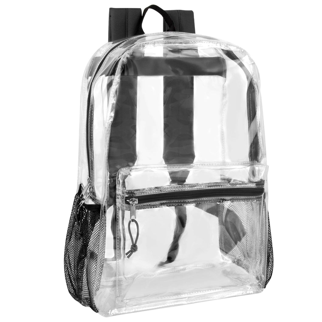 Wholesale Classic 17 Inch Clear Backpack - Black